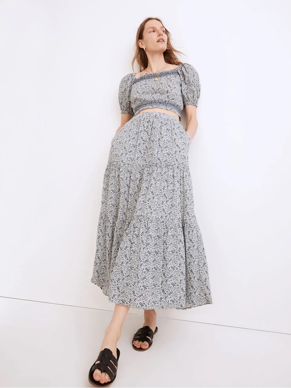 NWT madewell Florentine Tiered Maxi Skirt Size S